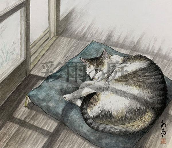 水墨画(南画)家、高森彩雨による猫の墨彩画　南画院展院友推挙