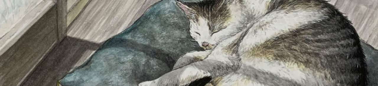 水墨画(南画)家、高森彩雨による猫の墨彩画　南画院展院友推挙