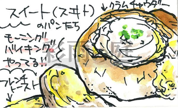 水彩画で描かれたスイートのパン