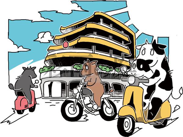 ベトナム観光名所にいる牛の絵