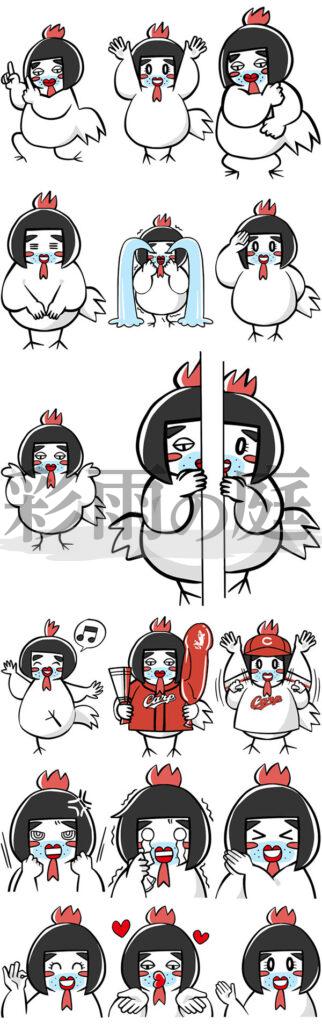 ローストチキン店のマスコットキャラクターのコミカルなイラスト