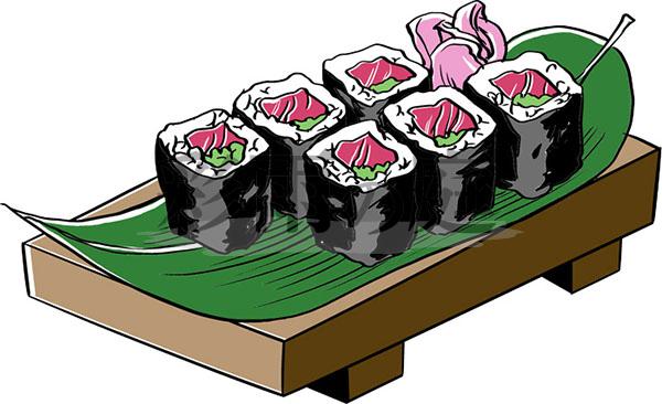 まぐろの鉄火巻きのイラスト